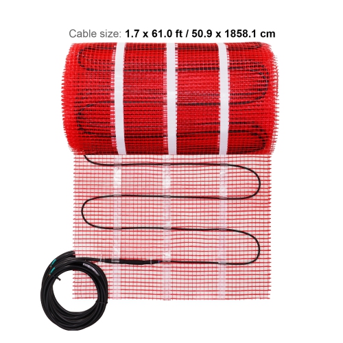 Véger 100 pi2 Tapis chauffant pour plancher, système de chauffage électrique radiant dans le plancher avec thermostat numérique à capteur de