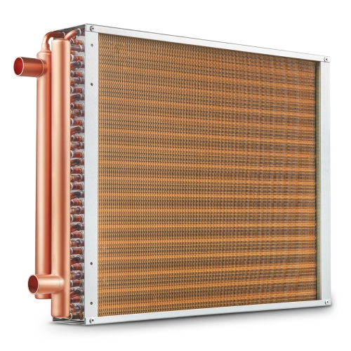 VEVOR 18"x20" Heat Exchanger Water to Air, with 3-Row 3/8" Copper Ports, 242 Aluminum Fins Heat Exchanger for Wood Furnaces, Residential Heating and