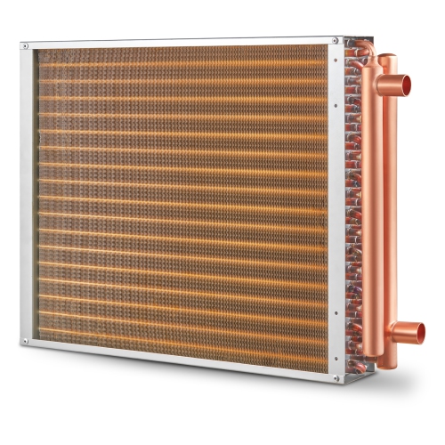 VEVOR 18"x20" Heat Exchanger Water to Air, with 3-Row 3/8" Copper Ports, 242 Aluminum Fins Heat Exchanger for Wood Furnaces, Residential Heating and