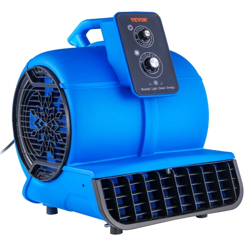 VEVOR  1/2 HP Floor Blower, 2600 Cfm Air Mover for Drying And Cooling, Portable Carpet Dryer Fan \w 4 Blowing Angles And Time Function, For