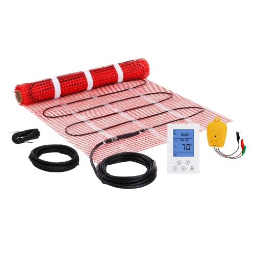 VEVOR  10 Sq.ft Floor Heating Mat, Electric Radiant In-Floor Heated Warm System \w Digital Floor Sensing Thermostat, Includes Installation Monitor