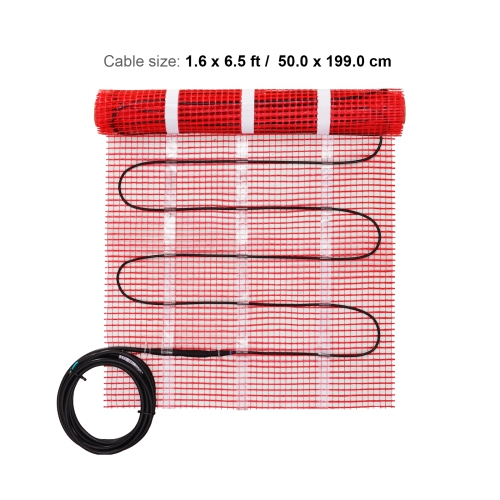 VEVOR 10 Sq.ft Floor Heating Mat, Electric Radiant In-Floor Heated Warm System with Digital Floor Sensing Thermostat, Includes Installation Monitor,