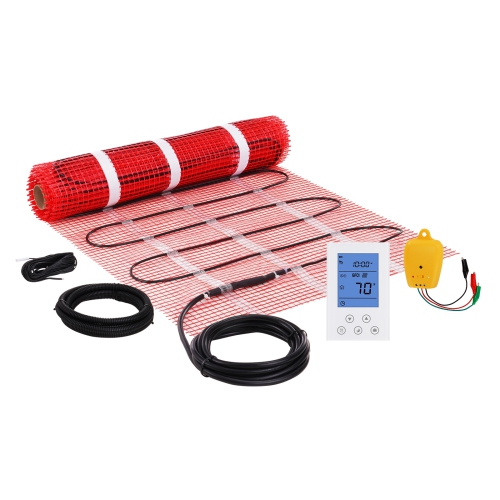 VEVOR  20 Sq. Ft Floor Heating Mat, Electric Radiant In-Floor Heated Warm System \w Digital Floor Sensing Thermostat, Includes Installation Monitor