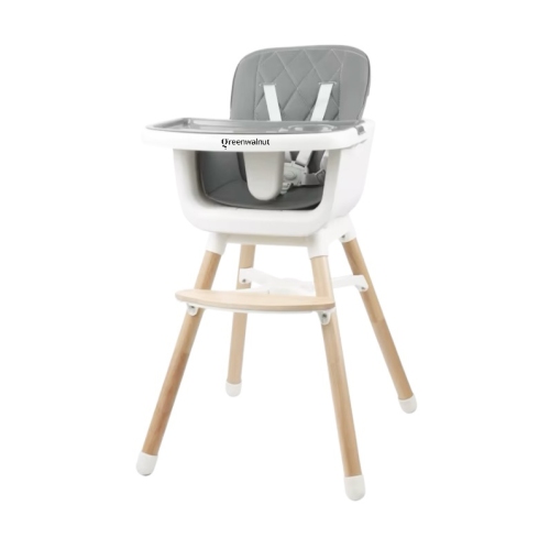Greenwalnut Convertible Baby High Chair with Wooden Legs, Adjustable Tray, and Cushioned Seat | Wooden High Chair