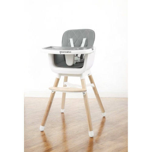 Greenwalnut Convertible Baby High Chair with Wooden Legs, Adjustable Tray, and Cushioned Seat | Wooden High Chair