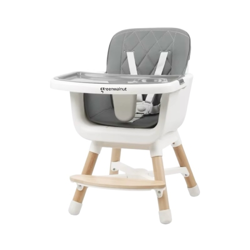 Greenwalnut Convertible Baby High Chair with Wooden Legs, Adjustable Tray, and Cushioned Seat | Wooden High Chair
