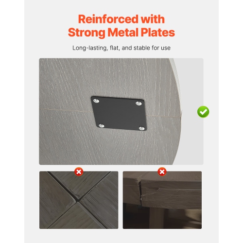 VEVOR 47 inch Round Dining Table, Wood Table for 2-4 Person, Farmhouse Circle Dinner Furniture, Rustic Leisure Tables with Thick Wooden Legs, for