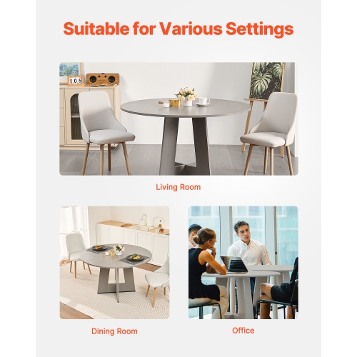 VEVOR 47 inch Round Dining Table, Wood Table for 2-4 Person, Farmhouse Circle Dinner Furniture, Rustic Leisure Tables with Thick Wooden Legs, for