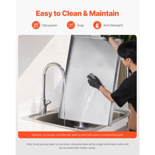 VEVOR 36x22 inch Stainless Steel Griddle, Universal Flat Top Rectangular Plate, Gas Grill Griddle for BBQ Grill, Teppanyaki, Portable Family Cookware