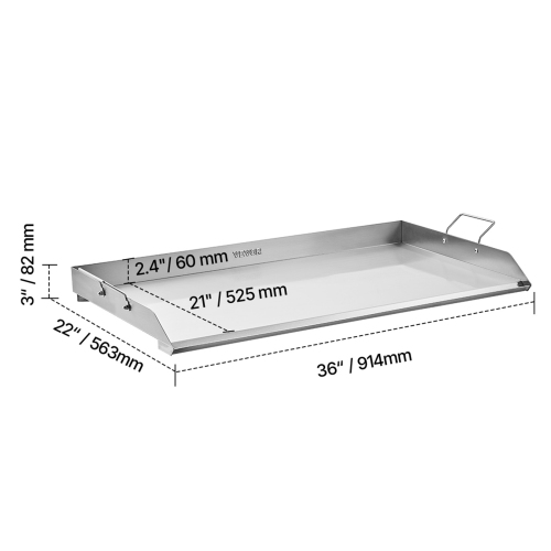 VEVOR 36x22 inch Stainless Steel Griddle, Universal Flat Top Rectangular Plate, Gas Grill Griddle for BBQ Grill, Teppanyaki, Portable Family Cookware