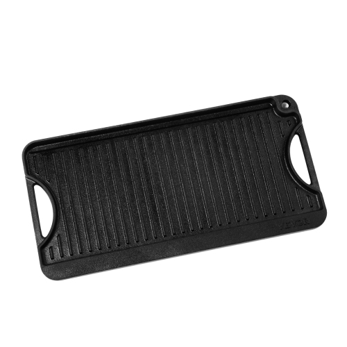 VEVOR 20x10 inch Reversible Grill/Griddle, Pre-Seasoned Cast Iron Griddle, Portable Rectangular Pan with Handle, Family Cookware for Stove Top