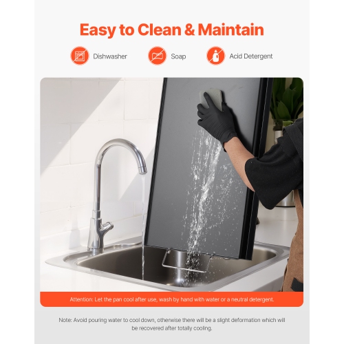 VEVOR 32x14 inch Carbon Steel Griddle, Universal Flat Top Rectangular Plate, Gas Grill Griddle for BBQ Grill, Teppanyaki, Portable Family Cookware