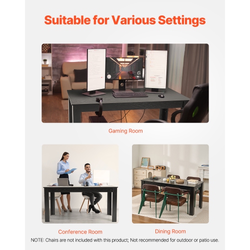 VEVOR 63 inch Length Rectangle Dining Table, Large Wood Tables for 4-6 Person, Modern Dinner Furniture, Conference Desk Supporting for 330LBS, for