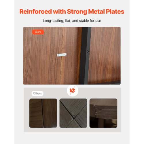 VEVOR 71 inch Length Rectangle Dining Table, Large Wood Tables for 6-8 Person, Farmhouse Dining Furniture, Rustic Conference Desk with Iron Legs, for