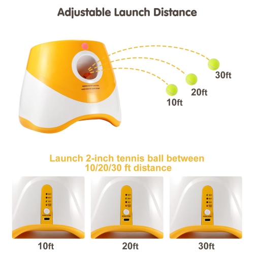 Automatic Dog Ball Launcher, Dog Ball Thrower, Interactive Dog Toys Tennis Ball Launcher for Small Dogs with 3 Distance Settings- Orange
