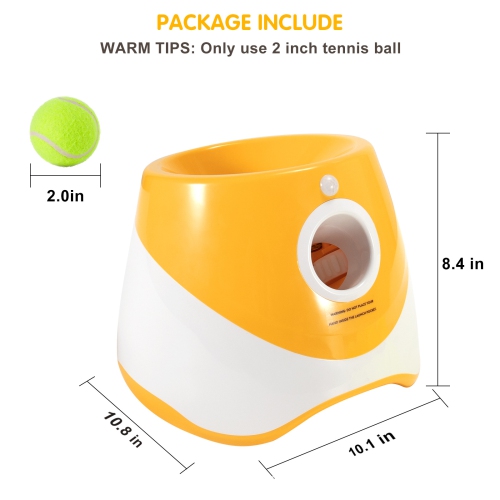 Automatic Dog Ball Launcher, Dog Ball Thrower, Interactive Dog Toys Tennis Ball Launcher for Small Dogs with 3 Distance Settings- Orange