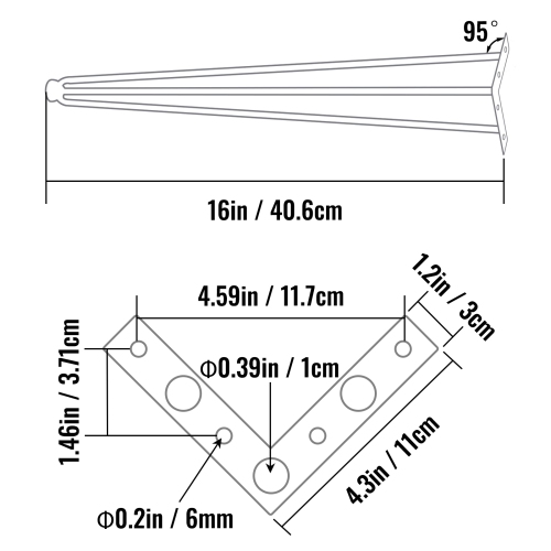 VEVOR 16" Table Legs Black Set of 4 Desk Legs 880lbs Load Capacity Hairpin Desk Legs 3 Rods for Bench Desk Dining End Table Chairs Carbon Steel DIY