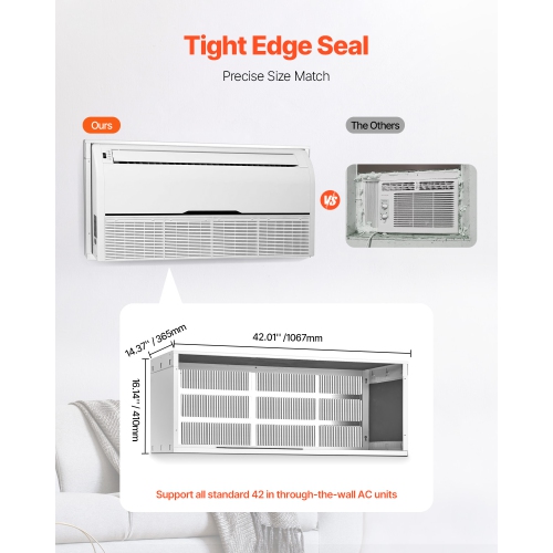 VEVOR 42 in Through the Wall Air Conditioner Sleeve, Exterior Grille, Wall AC Sleeve, Fit Most Brands of Through the Wall Air Conditioner, Durable