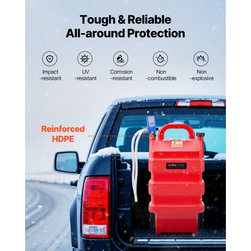 VEVOR 16 Gallon Fuel Caddy,Portable Fuel Tank with 12V DC 2.5 GPM Electric Fuel Transfer Pump, 4 ft Delivery Hose & Auto-Stop Sensor Nozzle, Tank