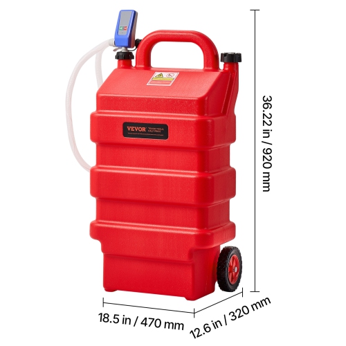 VEVOR 16 Gallon Fuel Caddy,Portable Fuel Tank with 12V DC 2.5 GPM Electric Fuel Transfer Pump, 4 ft Delivery Hose & Auto-Stop Sensor Nozzle, Tank
