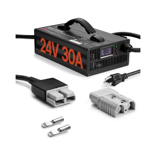 VEVOR 30A Forklift Battery Charger,24V, Smart Fully-Automatic Lead-Acid Battery Charger,24 Volt Trickle Charger with Anderson Plug,Cooling Fan,OLED