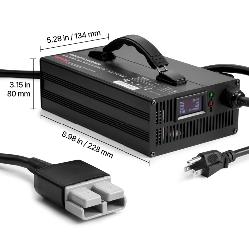 VEVOR 30A Forklift Battery Charger,24V, Smart Fully-Automatic Lead-Acid Battery Charger,24 Volt Trickle Charger with Anderson Plug,Cooling Fan,OLED