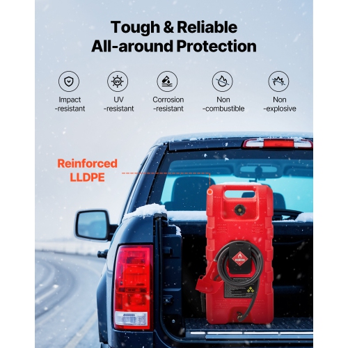VEVOR 15 Gallon Fuel Caddy,Portable Fuel Tank with Gravity & Hand Pump Modes, Fuel Tank Container with Wheels, 10 ft Delivery Hose & Manual Pump, Gas
