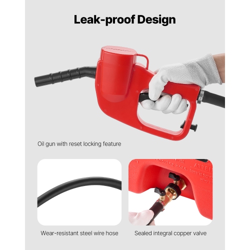 VEVOR 15 Gallon Fuel Caddy,Portable Fuel Tank with Gravity & Hand Pump Modes, Fuel Tank Container with Wheels, 10 ft Delivery Hose & Manual Pump, Gas