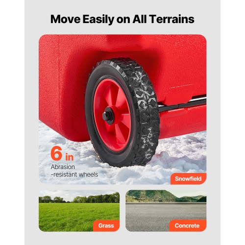 VEVOR 15 Gallon Fuel Caddy,Portable Fuel Tank with Gravity & Hand Pump Modes, Fuel Tank Container with Wheels, 10 ft Delivery Hose & Manual Pump, Gas