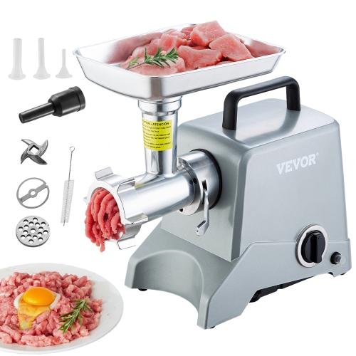 VEVOR 5 Lb/Min Capacity Electric Meat Grinder,575W（800W MAX) Industrial Meat Mincer with Blade,Grinding Plate, Sausage Stuffing Blade and 3 Tubes,