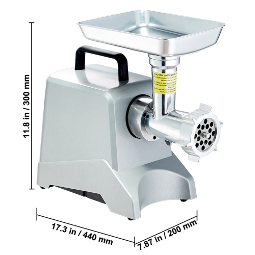 VEVOR 5 Lb/Min Capacity Electric Meat Grinder,575W（800W MAX) Industrial Meat Mincer with Blade,Grinding Plate, Sausage Stuffing Blade and 3 Tubes,