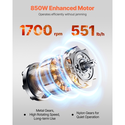 VEVOR 850W Meat Cutter Machine, Meat Slicer, 551 lb/h Commercial Meat Cutting Machine Stainless Steel, 5 mm Thickness, Detachable Blades, Electric