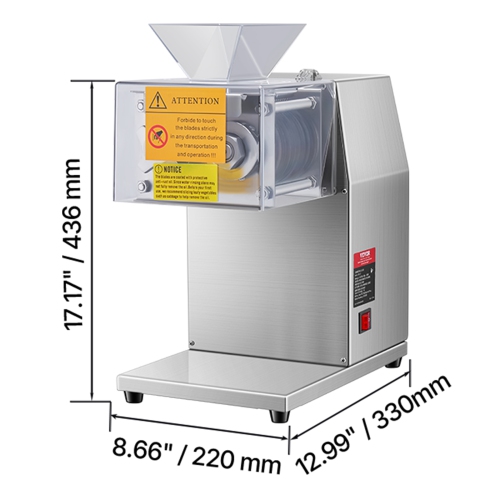 VEVOR 850W Meat Cutter Machine, Meat Slicer, 551 lb/h Commercial Meat Cutting Machine Stainless Steel, 5 mm Thickness, Detachable Blades, Electric