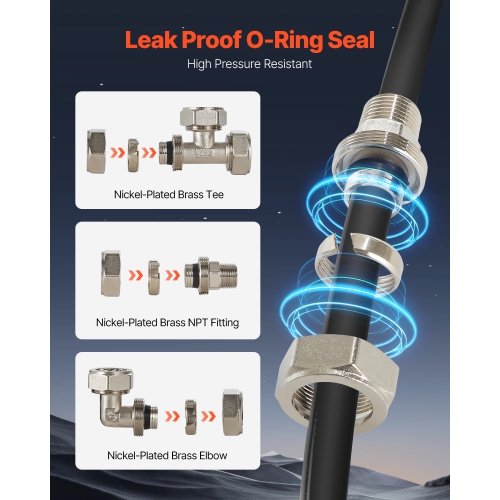 VEVOR 100FT x 3/4" HDPE-Aluminum Compressed Air Piping System, Leak-Proof, Pressure-Resistant & Easy-to-Install, Compressed Air Line Tubing Kit for