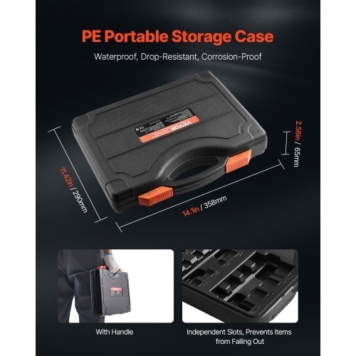 VEVOR 60-Piece Torx Bit Socket and External Torx Socket Set,T6-T70, TT6-TT70, TP8-TP60, E4-E24, S2 Alloy Steel and Cr-V Steel, 1/4 in, 3/8 in, and