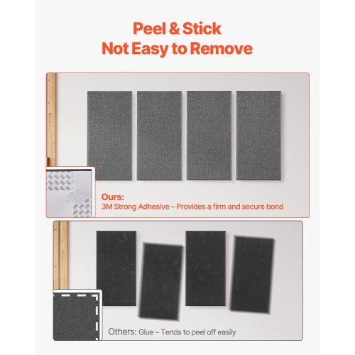 VEVOR 4 PCS Acoustic Panels, 2 inch 23.6 x 11.8 inch Fiberglass Sound Absorbing Panels, Self-adhesive Soundproof Wall Boards, for Studios, Office,