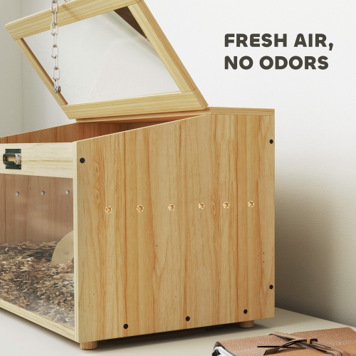 PawHut 22"L Hamster Cage, Small Animal Cage with Openable Top & Transparent Acrylic Windows, Hamster Enclosure with Hut, Seesaw, Ladder, for Dwarf