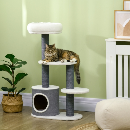 PawHut – 39 Arbre pour chats d'intérieur, tour pour chats avec poteaux à gratter, condo, perchaude, plateformes, centre d'activités multiniveaux pour