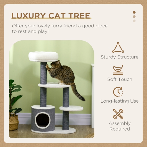 PawHut – 39 Arbre pour chats d'intérieur, tour pour chats avec poteaux à gratter, condo, perchaude, plateformes, centre d'activités multiniveaux pour