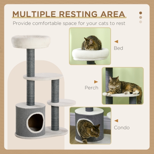 PawHut – 39 Arbre pour chats d'intérieur, tour pour chats avec poteaux à gratter, condo, perchaude, plateformes, centre d'activités multiniveaux pour