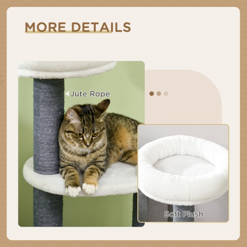 PawHut – 39 Arbre pour chats d'intérieur, tour pour chats avec poteaux à gratter, condo, perchaude, plateformes, centre d'activités multiniveaux pour