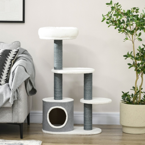 PawHut – 39 Arbre pour chats d'intérieur, tour pour chats avec poteaux à gratter, condo, perchaude, plateformes, centre d'activités multiniveaux pour