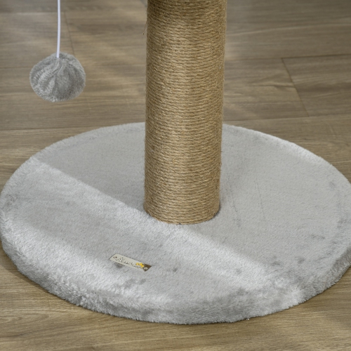 PawHut Small Cat Tree with Scratching Post, Perch, Toy Ball, Cat Tower for Indoor Cats - 16" x 16" x 19", Grey