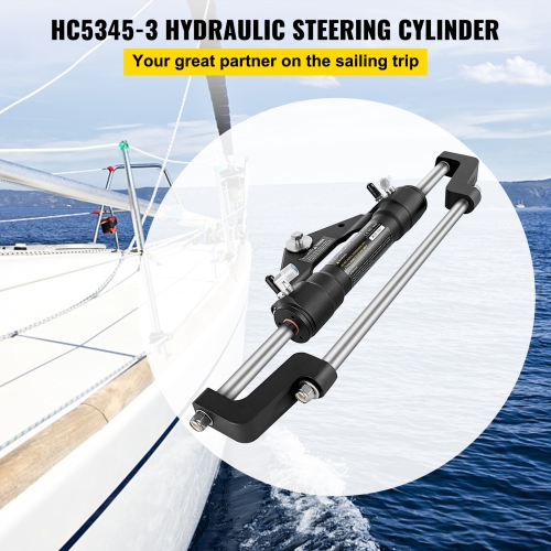 VEVOR 300HP Hydraulic Steering Cylinder, Hydraulic Steering Front Mount Hydraulic Outboard Marine Steering Kit Without Hydraulic Hose and Helm for