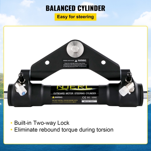 VEVOR 300HP Hydraulic Steering Cylinder, Hydraulic Steering Front Mount Hydraulic Outboard Marine Steering Kit Without Hydraulic Hose and Helm for