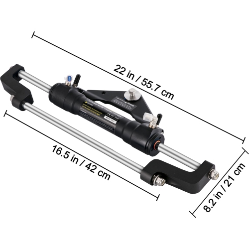 VEVOR 300HP Hydraulic Steering Cylinder, Hydraulic Steering Front Mount Hydraulic Outboard Marine Steering Kit Without Hydraulic Hose and Helm for