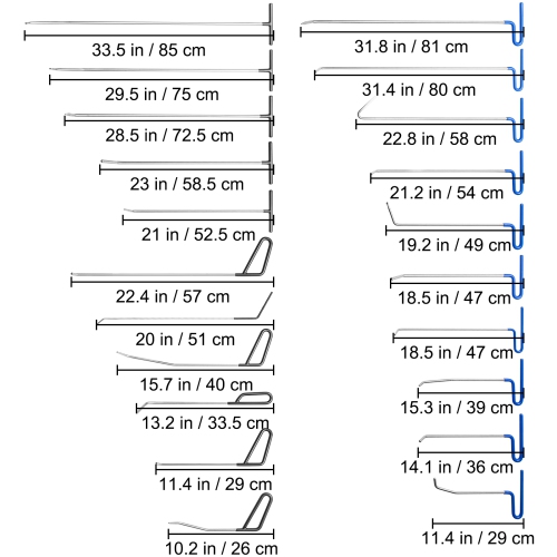 VEVOR 21 PCS Rods Dent Removal Kit, Paintless Dent Repair Rods, Stainless Steel Dent Rods, Whale Tail Dent Repair Tools, Professional Hail Dent