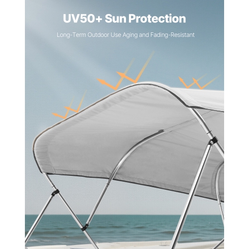 VEVOR 4 Bow Boat Bimini Tops, 600D Polyester Canopy, Waterproof & Sun Protection Boat Awning Canopy with Storage Bag, Bimini Top Replacement,