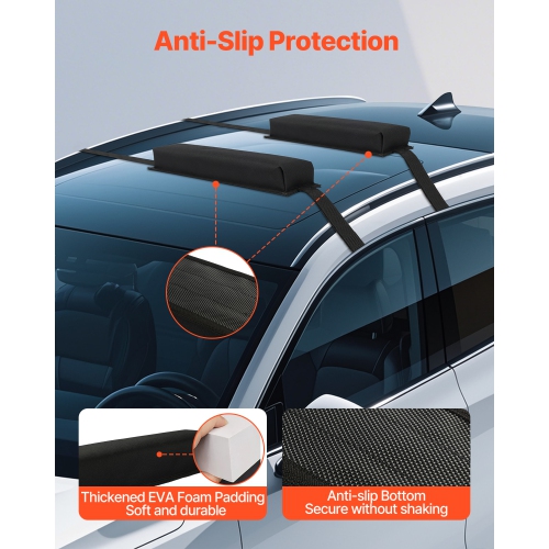 VEVOR 15.5-Inch Soft Roof Rack Pads, Universal Car Roof Rack Pads, 176LBS Loading Capacity Luggage Kayak Carrier with Portable Storage Bag for SUP