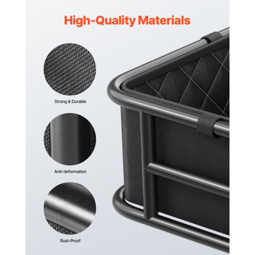 VEVOR Rear Bike Basket, Medium Bicycle Basket with Cargo Net, Liner & Waterproof Cover, Bike Back Basket for Adult Carrying Dogs, Pets, Fruit &